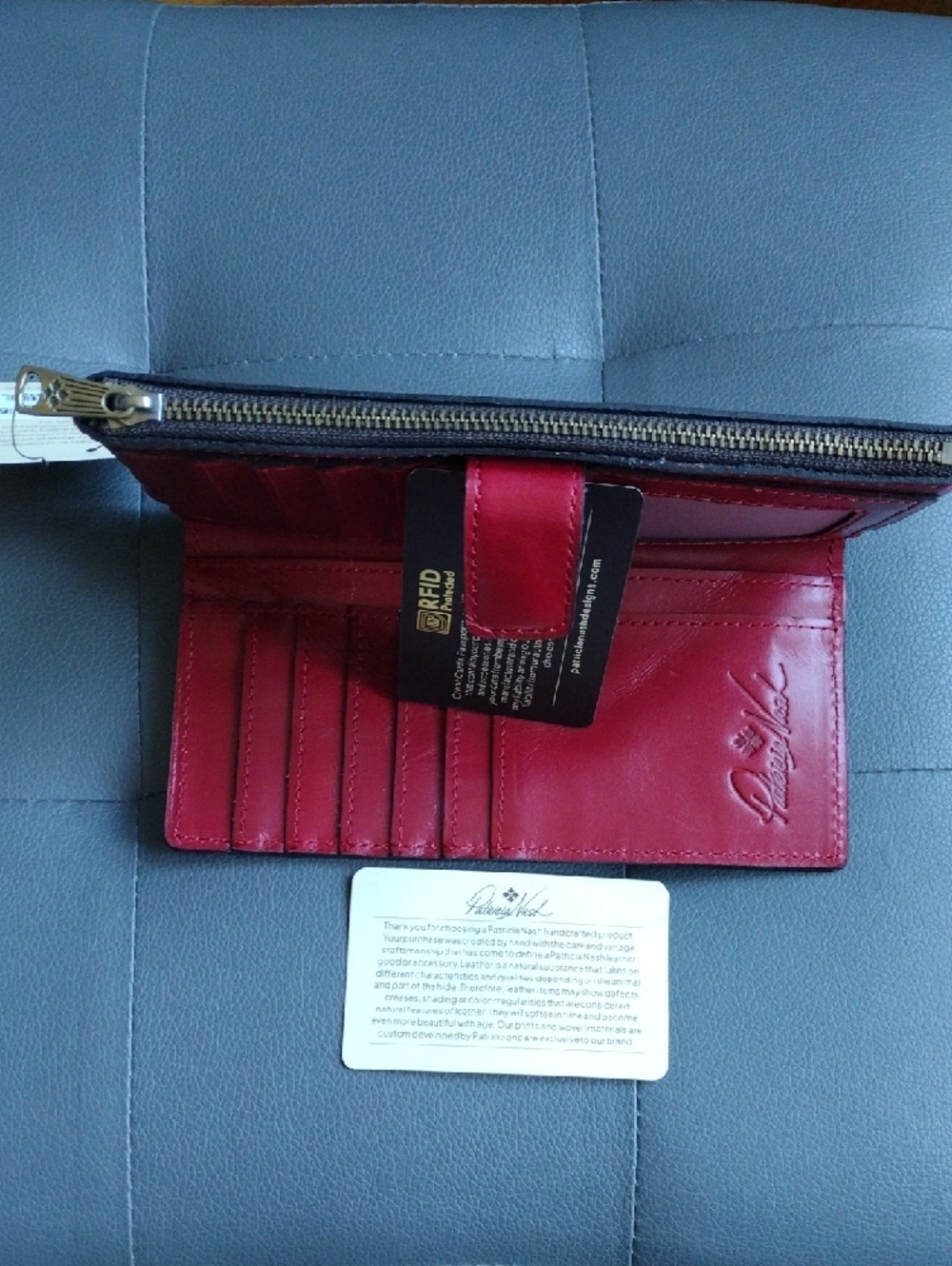 Patricia Nash Cherry Red Leather RFID Clutch Wallet - Picture 4 of 4